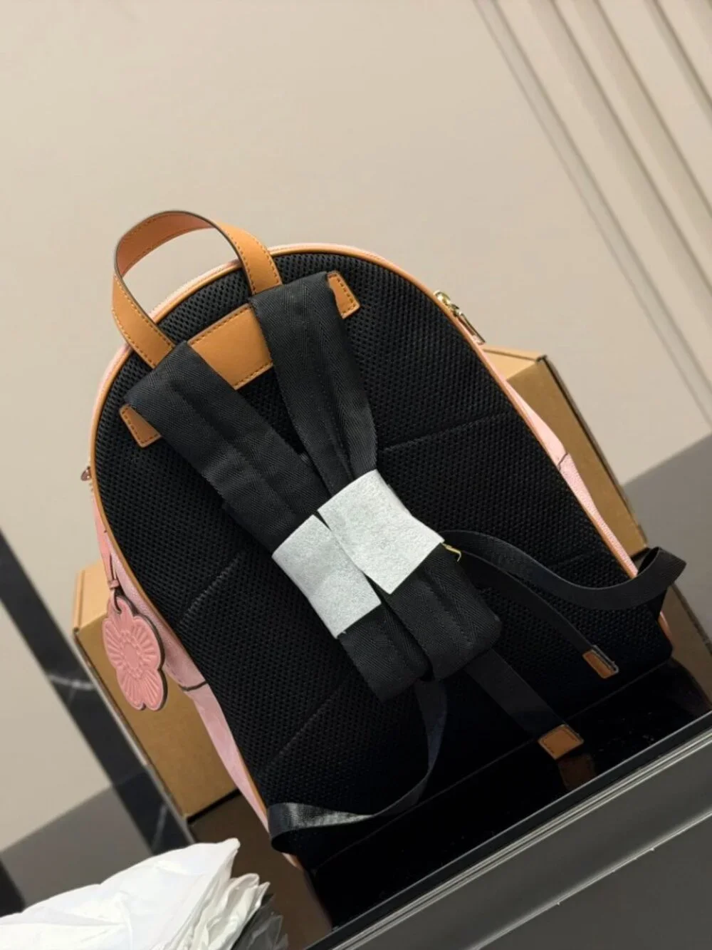 Coach Backpack Pink Signature Coated Canvas Gold Hardware Women’s